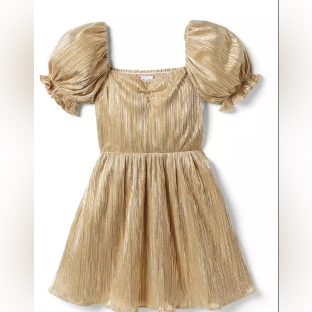 Gold Puff Sleeve Dress